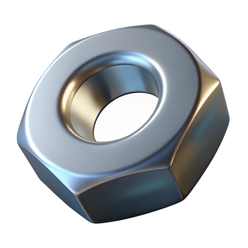 immaculate melancholic futuristic A single nut, metallic with a hexagonal shape. NO BACKGROUND with Transparent Background. exclusive png