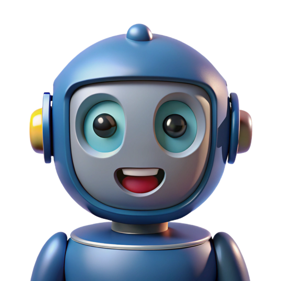 exquisite unforgettable Robot head with animated facial expressions NO BACKGROUND with Transparent Background. png