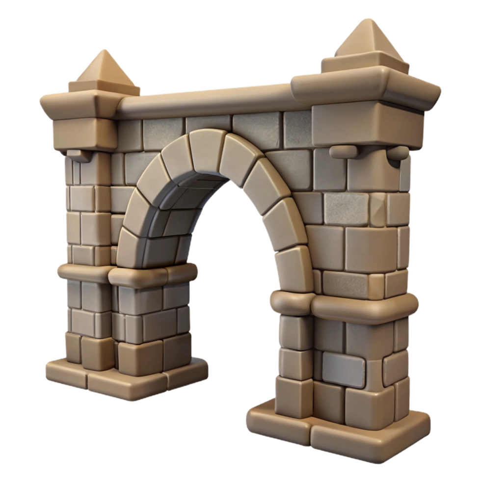 impressive minimalist Romanesque castle stone archway, NO BACKGROUND with Transparent Background. precision png