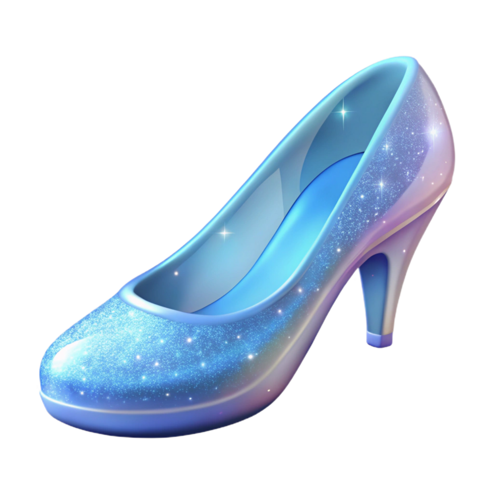 glorious mysterious surreal Single glass slipper, sparkling, delicate design, NO BACKGROUND with Transparent Background. 8K png