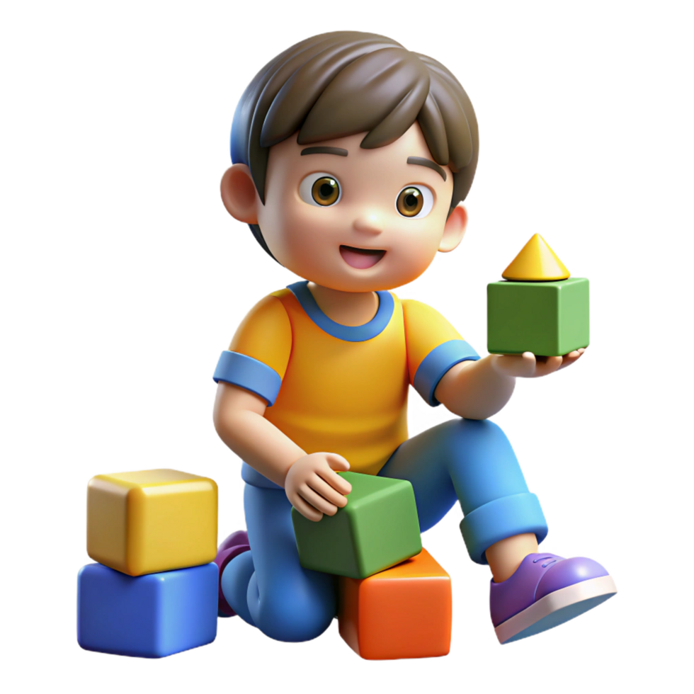 remarkable abstract Child playing with blocks NO BACKGROUND with Transparent Background. handcrafted png