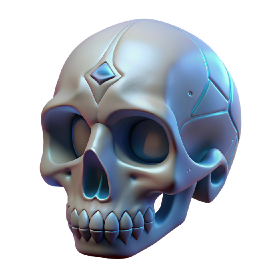 wonderful ethereal coastal A single, realistic human skull, adorned with magical runes. NO BACKGROUND with Transparent Background. ultra HD png