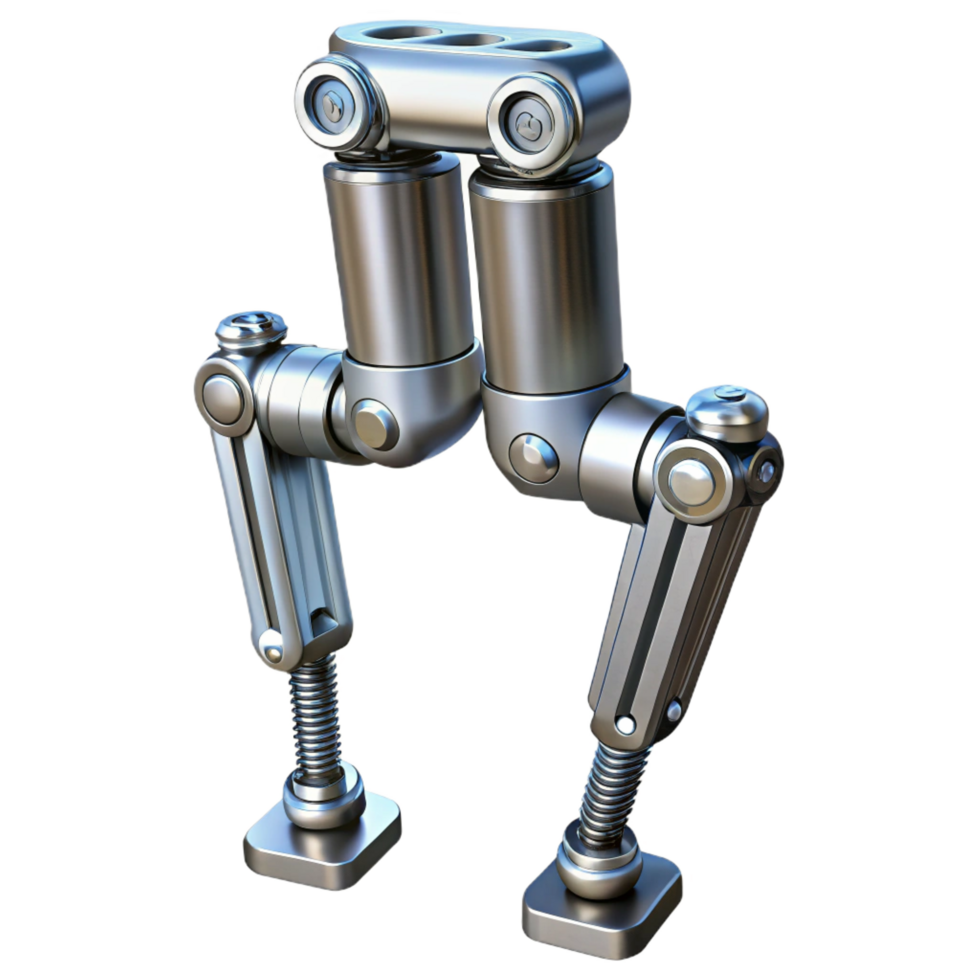 energetic breathtaking Metallic robot leg with hydraulic pistons NO BACKGROUND with Transparent Background. flawless png