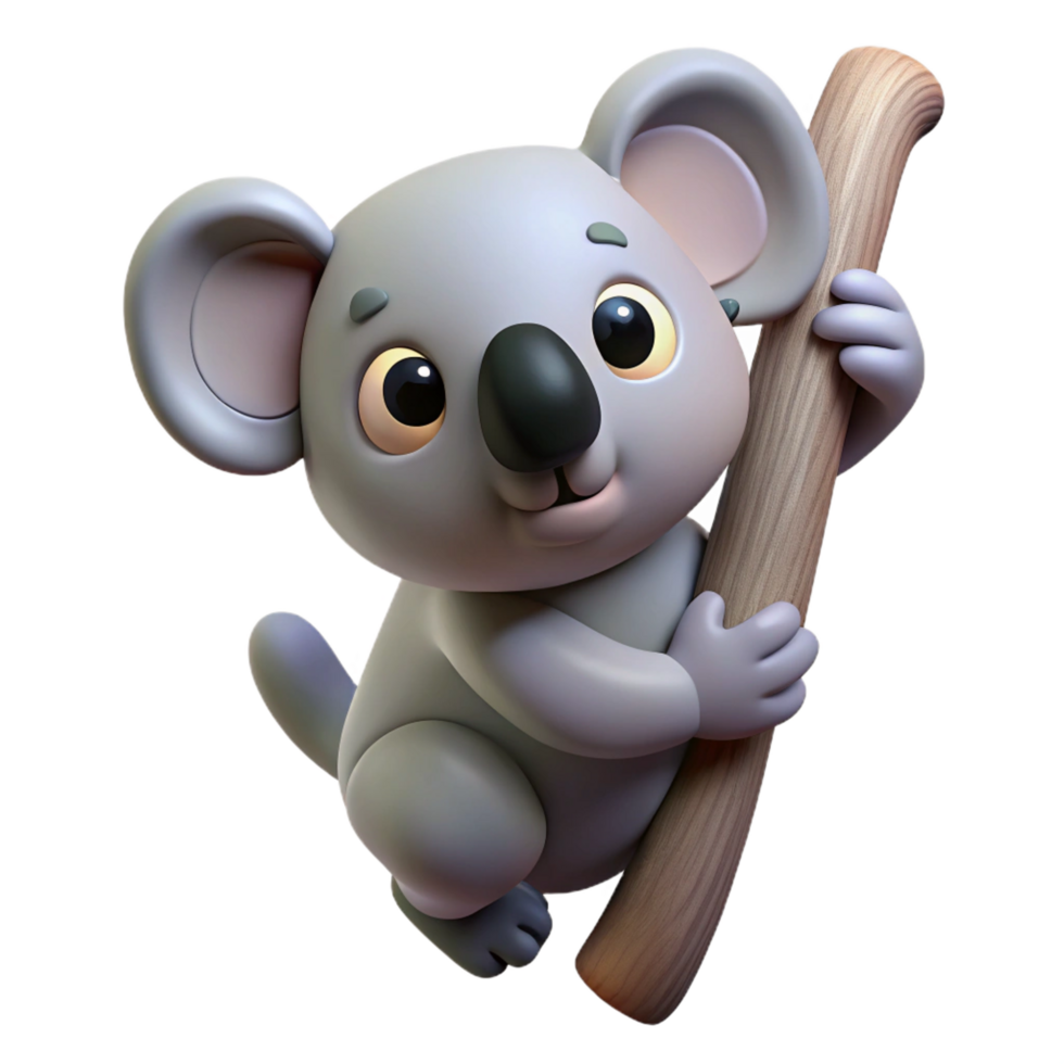 extraordinary exemplary A koala, clinging to a tree branch. NO BACKGROUND with Transparent Background. png