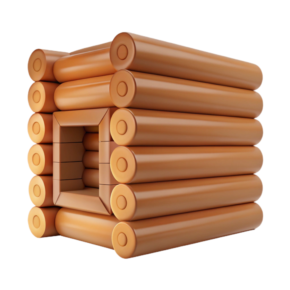 notable surreal Log cabin wall, notched logs, NO BACKGROUND with Transparent Background. impeccable png