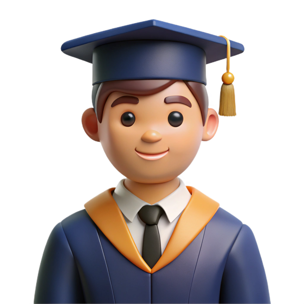 quintessential retro Graduate wearing cap and gown NO BACKGROUND with Transparent Background. authentic png