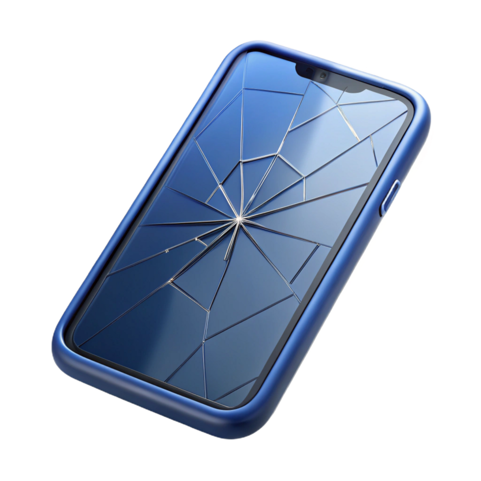 tranquil picturesque Broken smartphone screen, cracked glass NO BACKGROUND with Transparent Background. masterfully captured png