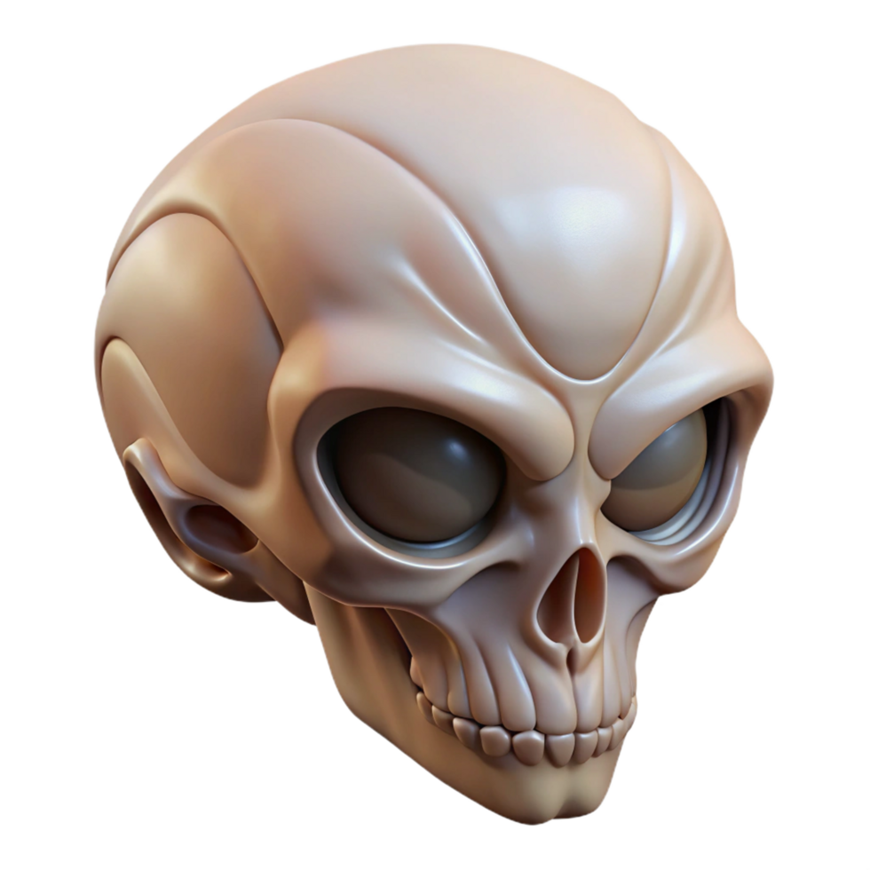 passionate elegant Alien skull with intricate bone structure. NO BACKGROUND with Transparent Background. flawless png