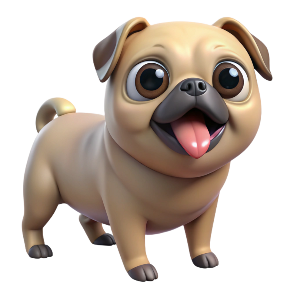 impressive mysterious art deco A playful pug dog, NO BACKGROUND with Transparent Background. detailed png