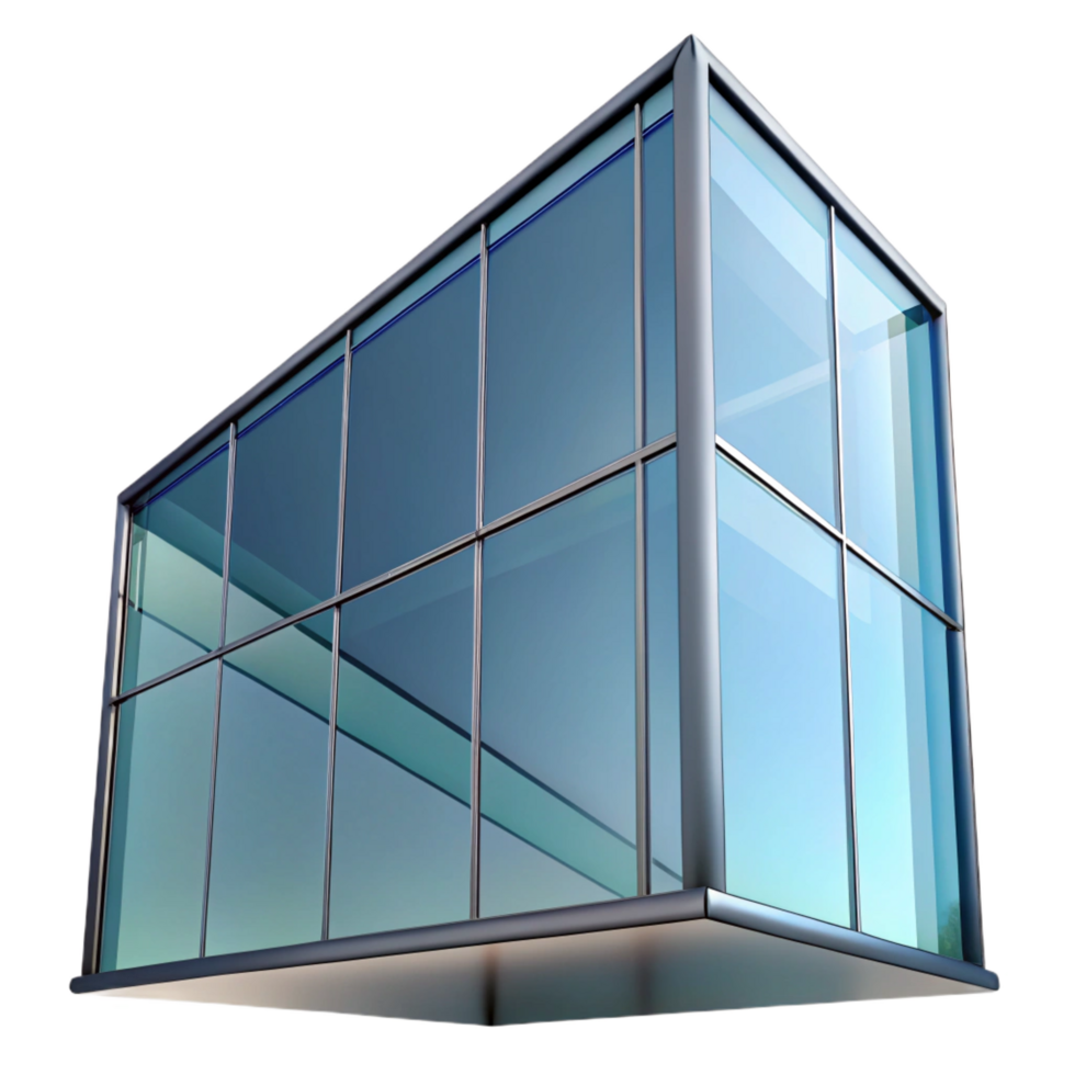 energetic dazzling Glass facade panel reflection, NO BACKGROUND with Transparent Background. fine detail png
