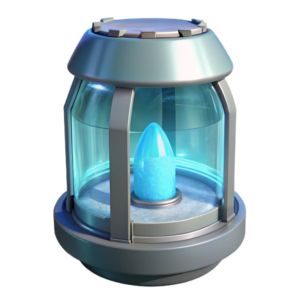 tranquil serene Cryogenic stasis pod with frosted glass. NO BACKGROUND with Transparent Background. crisp png