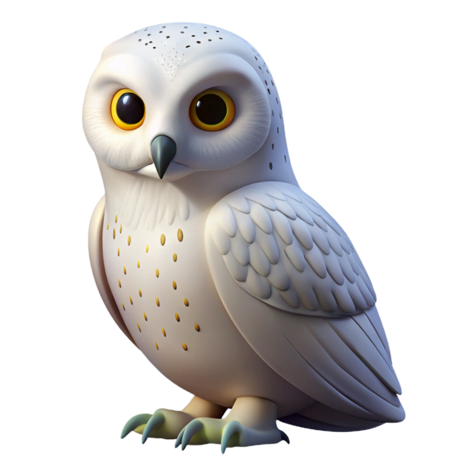 immaculate futuristic A perched snowy owl. NO BACKGROUND with Transparent Background. masterfully captured png