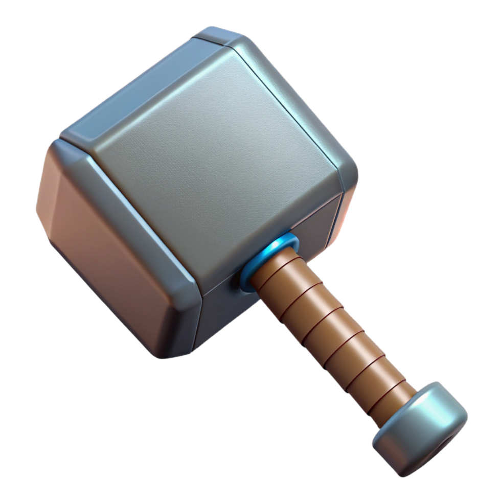 gorgeous harmonious classic Thor's Hammer, Mjolnir, NO BACKGROUND with Transparent Background. expertly shot png