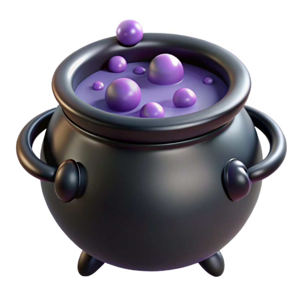 passionate radiant A Witch's Cauldron, black and bubbling, NO BACKGROUND with Transparent Background. crisp png
