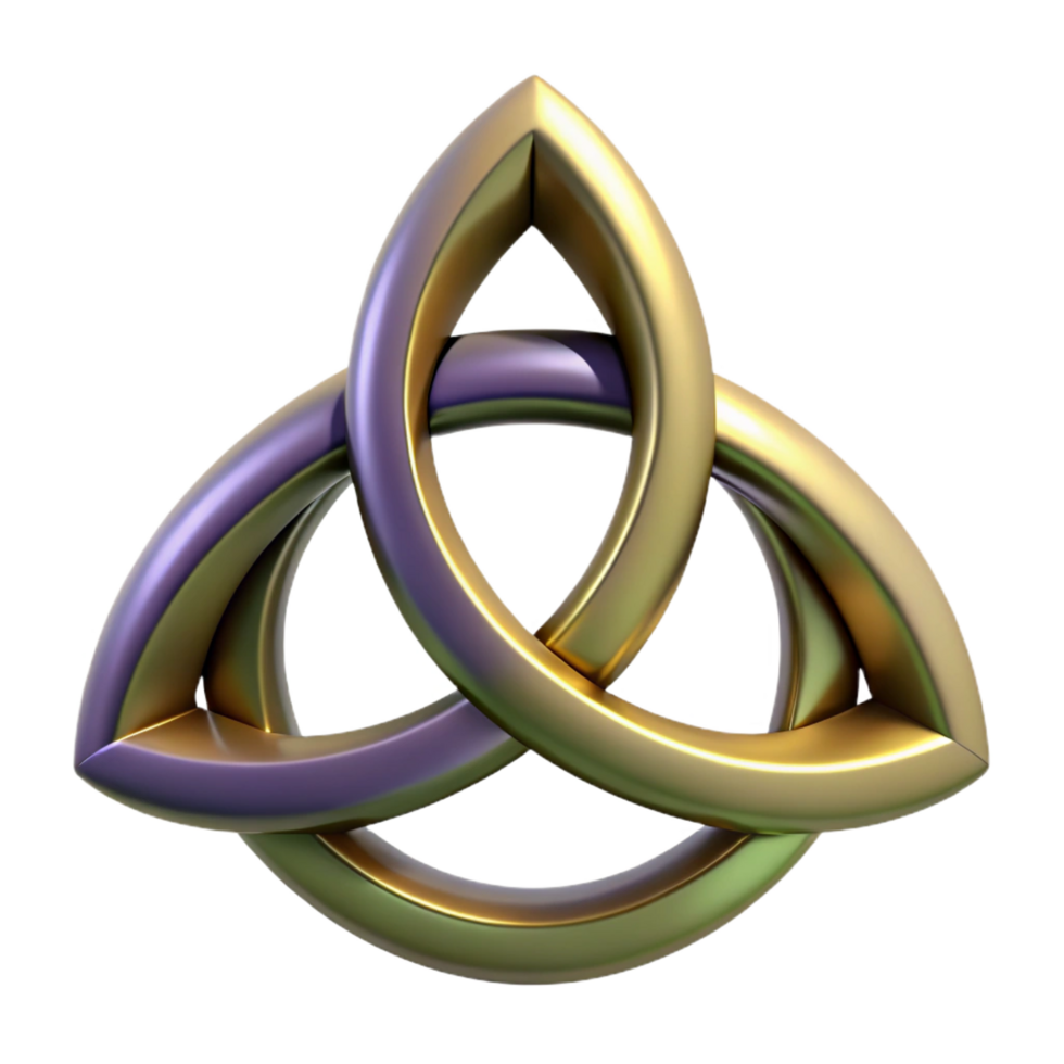 impressive energetic creative Triple Goddess symbol, Celtic, NO BACKGROUND with Transparent Background. museum quality png