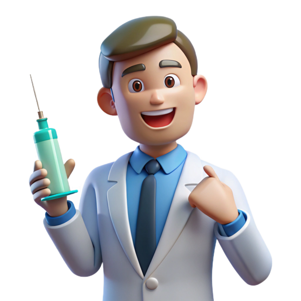 rare rustic Doctor holding syringe NO BACKGROUND with Transparent Background. expertly shot png