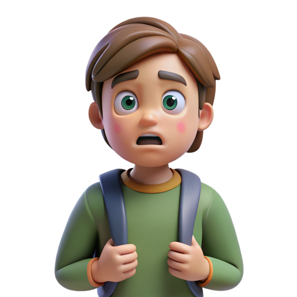 spectacular classic Worried teenager with backpack NO BACKGROUND with Transparent Background. impeccable png