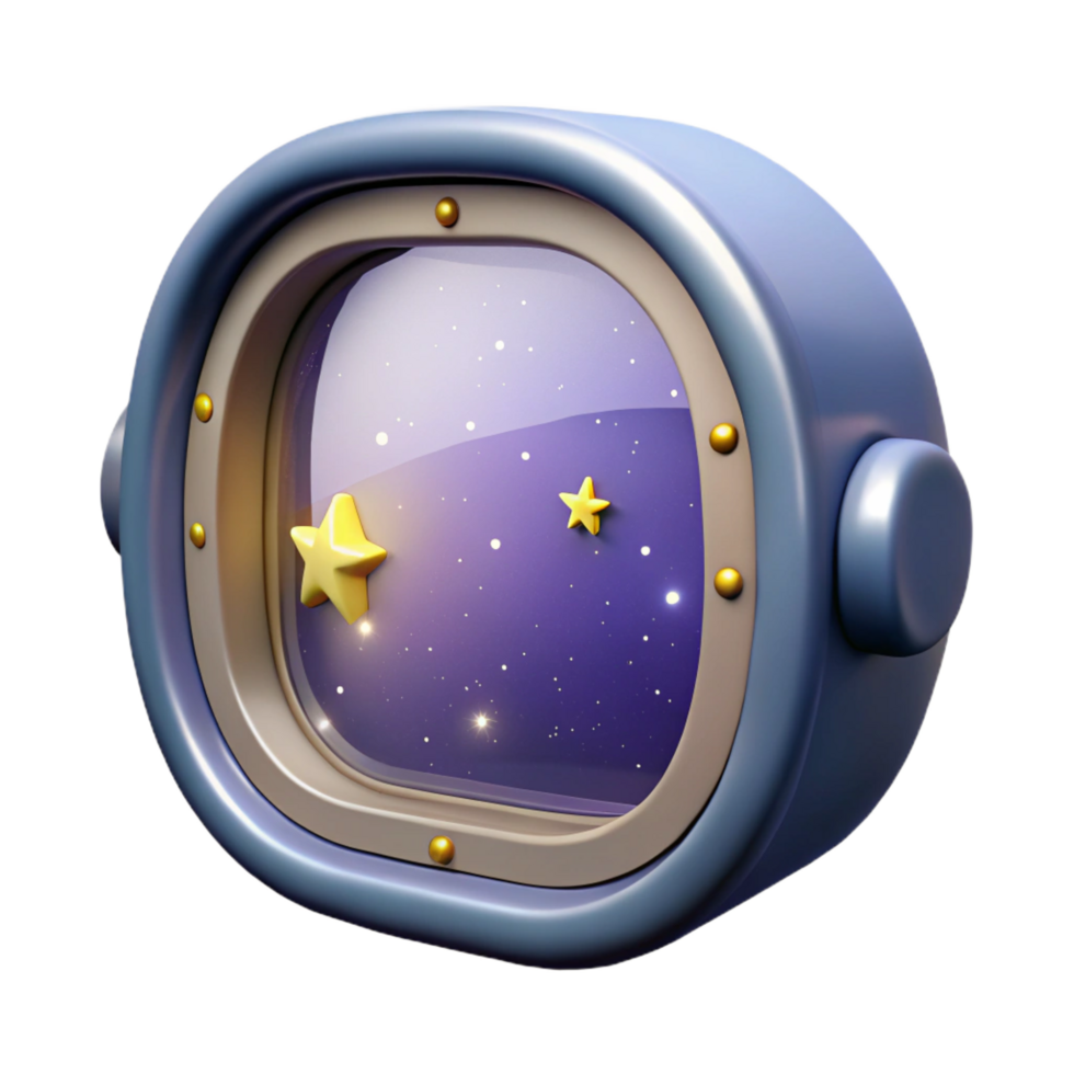 glorious signature Spaceship window with view of stars NO BACKGROUND with Transparent Background. Just the window itself png