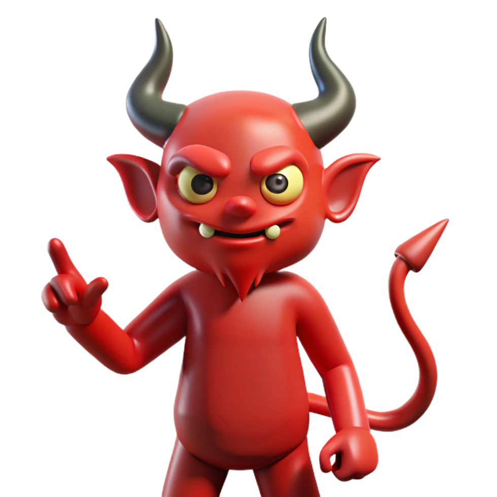signature modern A Devil, horned figure with a pointed tail, NO BACKGROUND with Transparent Background. authentic png