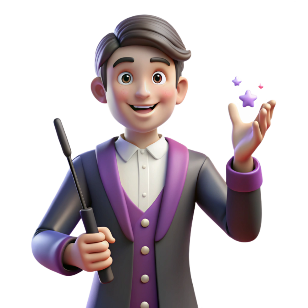 striking coveted Magician, holding magic wand, NO BACKGROUND with Transparent Background. png