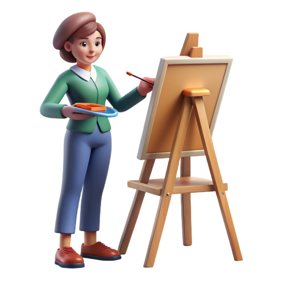 exquisite abstract Female artist painting on canvas NO BACKGROUND with Transparent Background. impeccable png