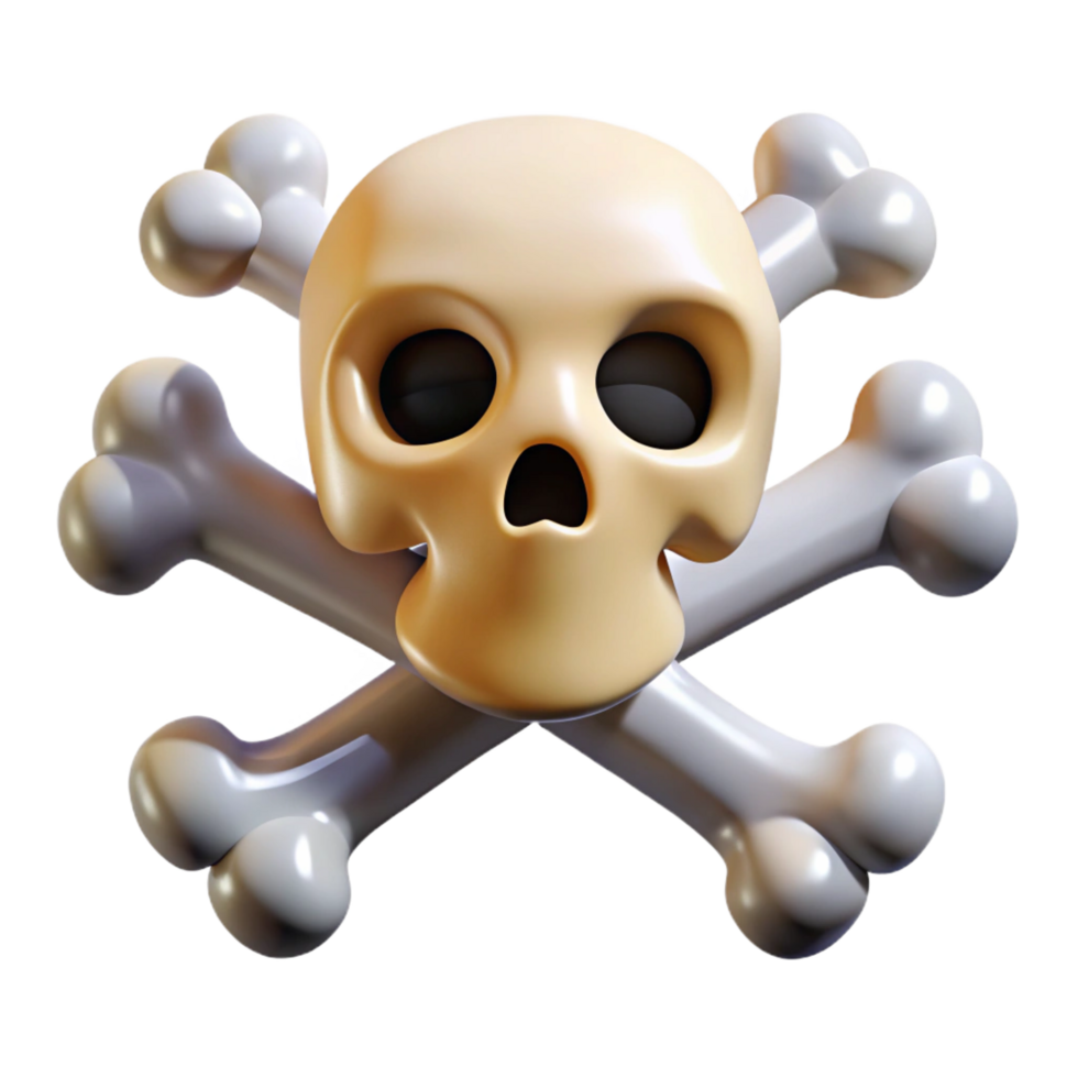 impressive surreal Skull and Crossbones, pirate symbol, danger and death, NO BACKGROUND with Transparent Background. exclusive png
