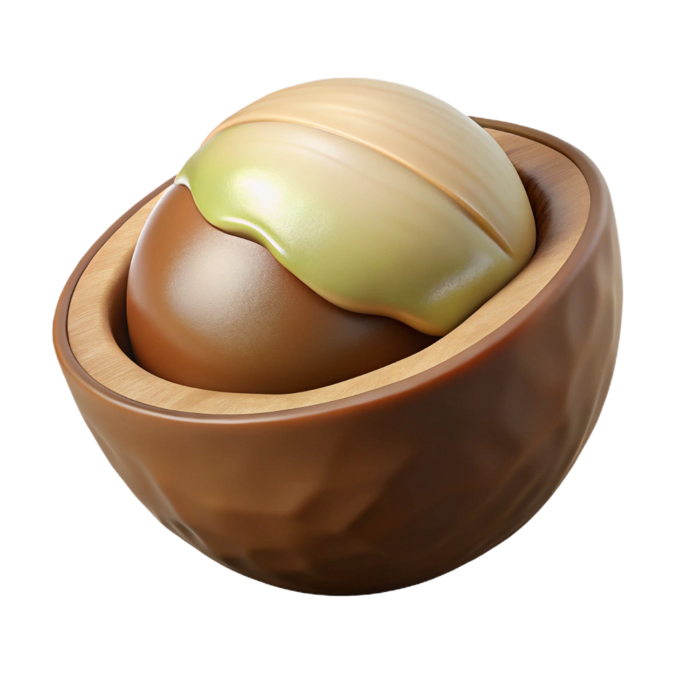 enchanting mid-century Macadamia nut in shell NO BACKGROUND with Transparent Background. crisp png
