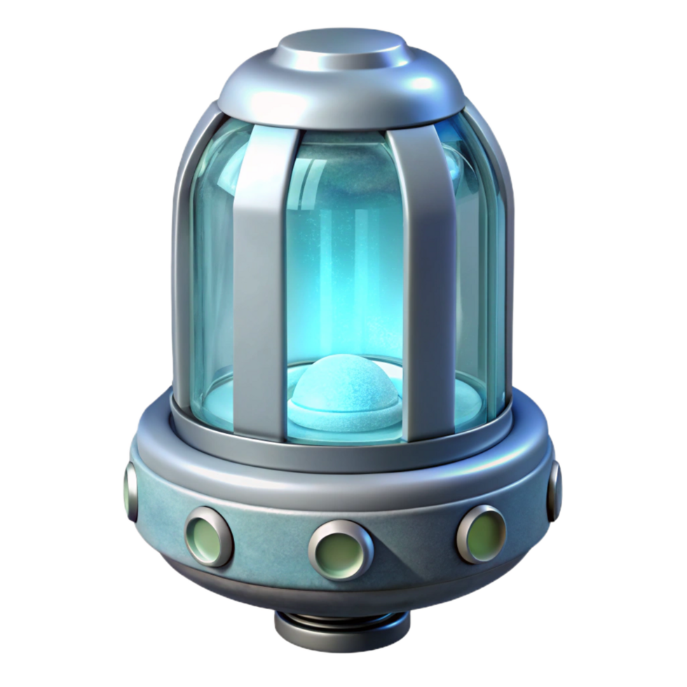 signature renaissance Cryogenic stasis pod with frosted glass. NO BACKGROUND with Transparent Background. 8K png