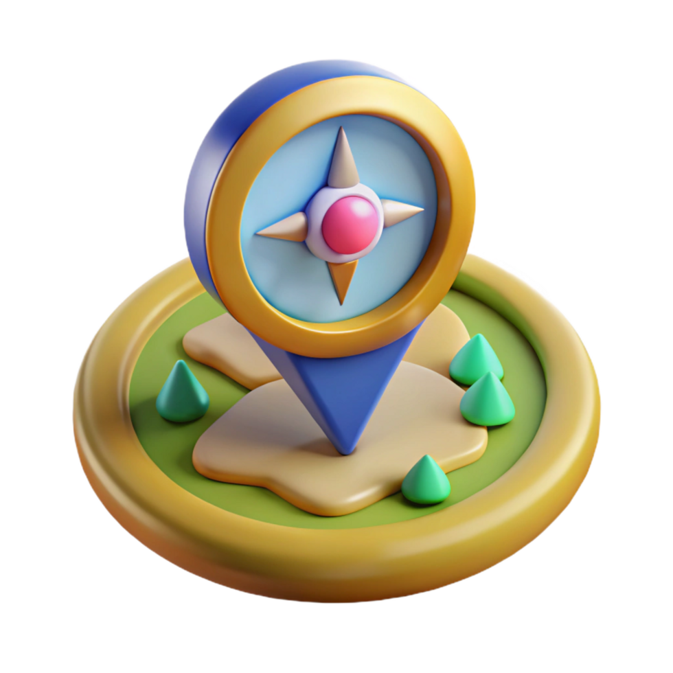 harmonious splendid A stylized compass, pointing to a magical location. NO BACKGROUND with Transparent Background. handcrafted png