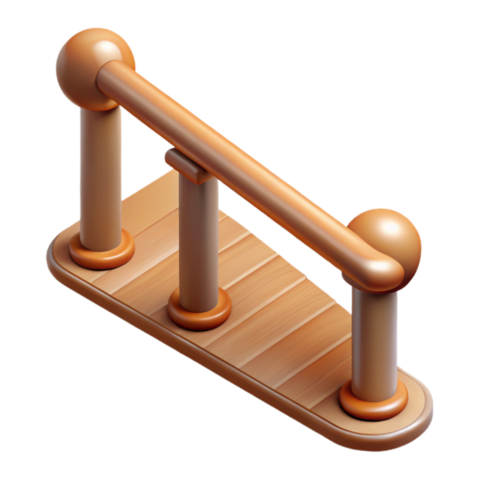 enchanting melancholic avant-garde Wooden handrail, polished finish, NO BACKGROUND with Transparent Background. crisp png