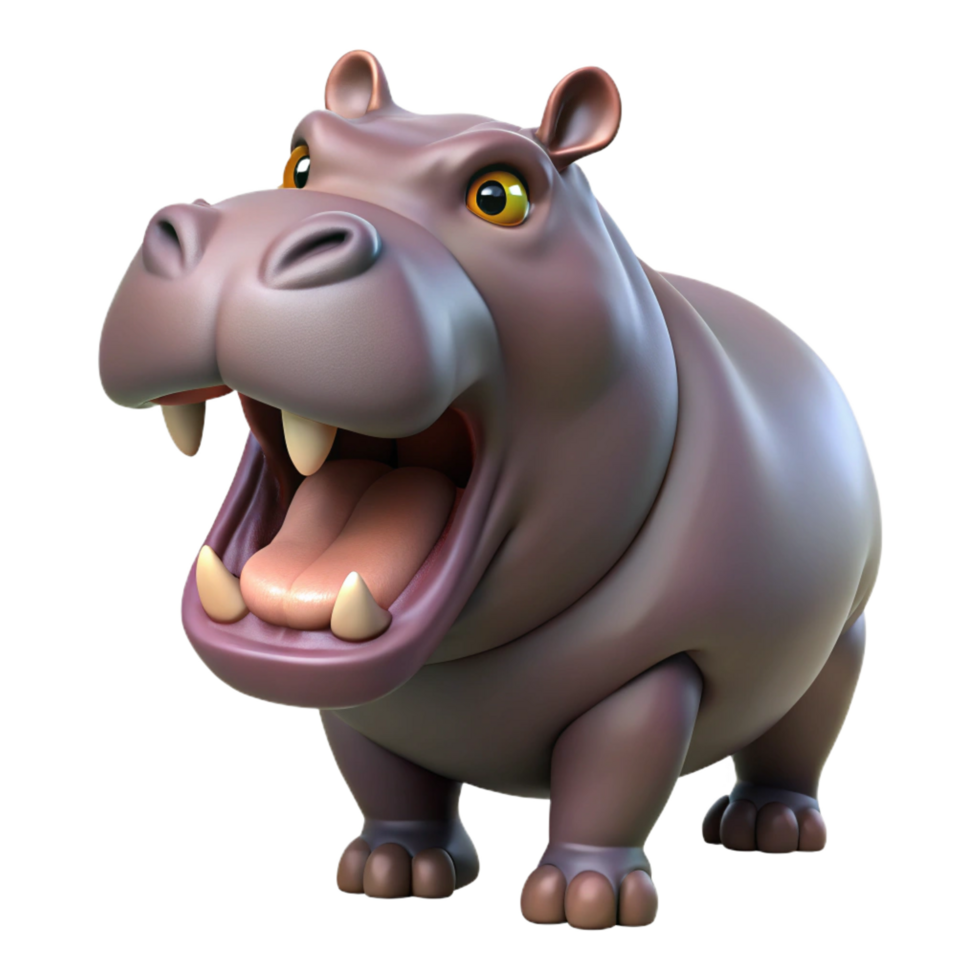 enchanting victorian A roaring hippopotamus. NO BACKGROUND with Transparent Background. ultra HD png