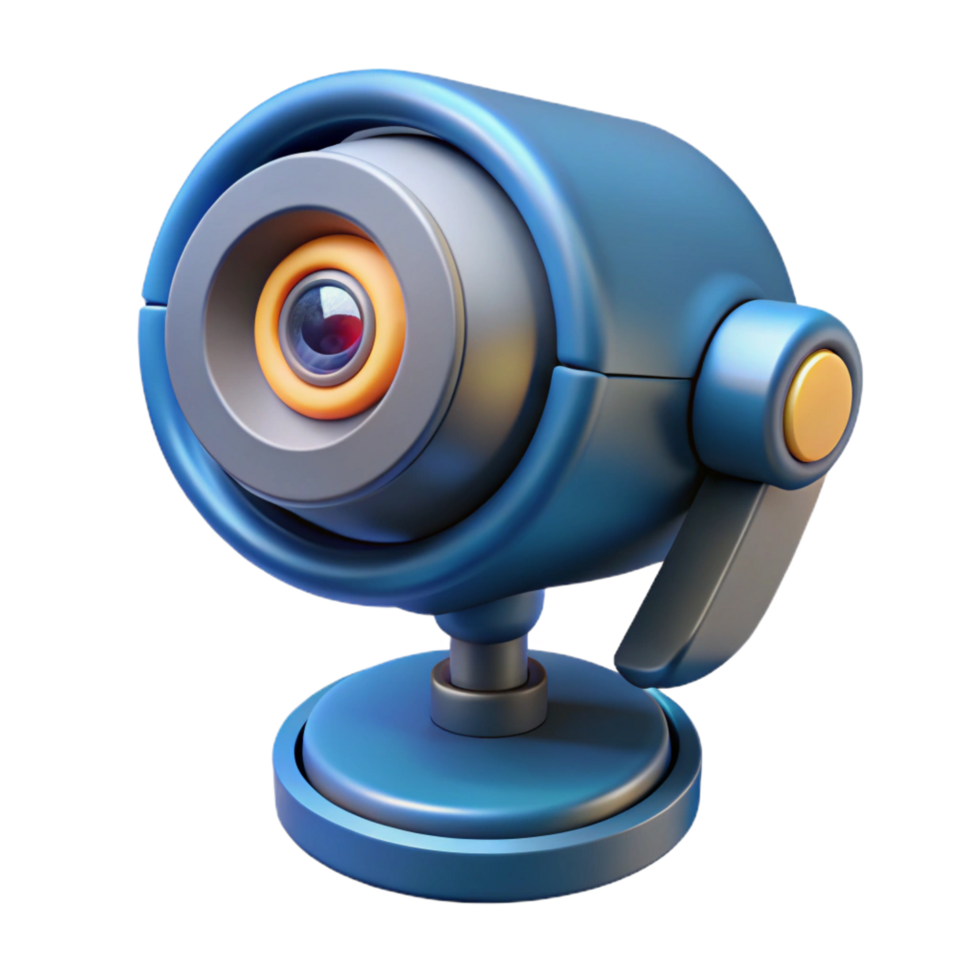 ethereal radiant Futuristic security camera with rotating lens. NO BACKGROUND with Transparent Background. luxury png