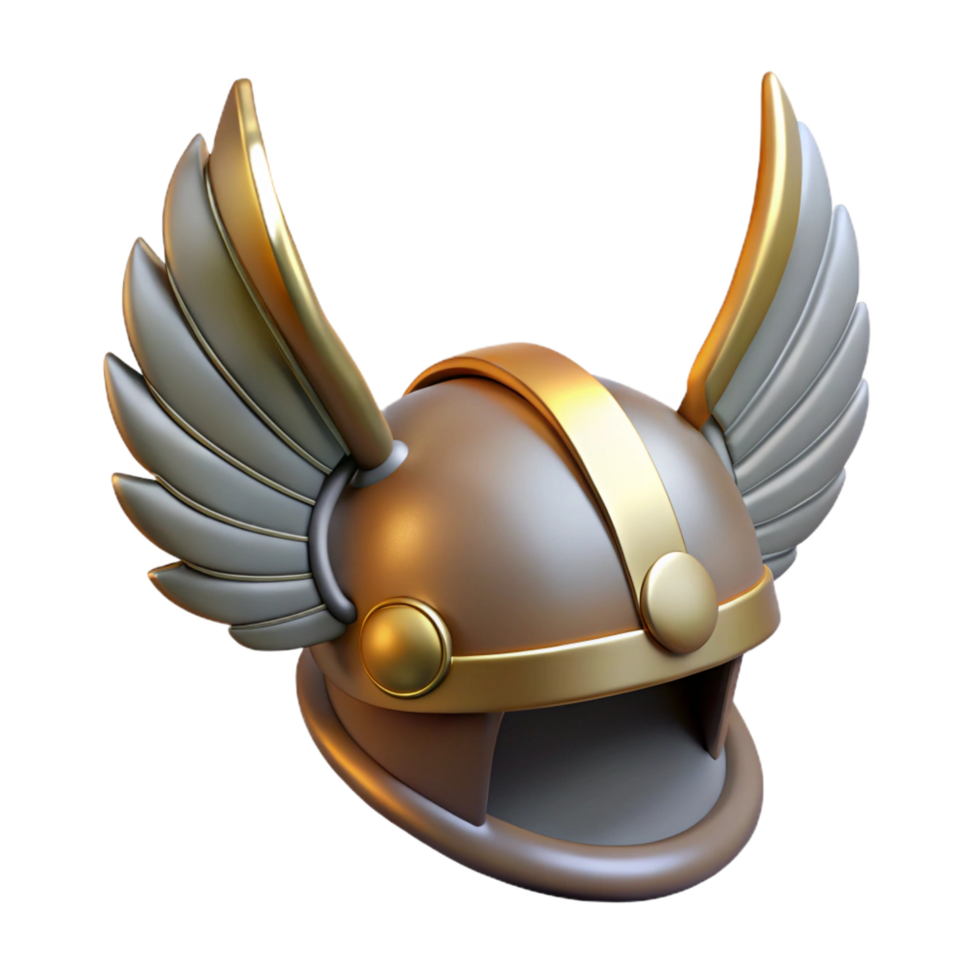 hypnotic traditional A winged helmet with feathers and horns. NO BACKGROUND with Transparent Background. 8K png