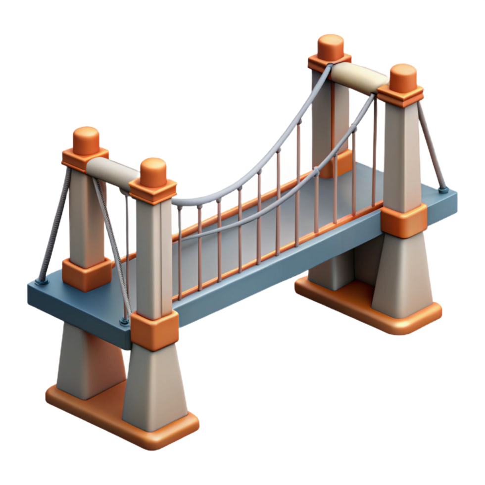 mesmerizing inspired Detailed drawing of a suspension bridge NO BACKGROUND with Transparent Background. png
