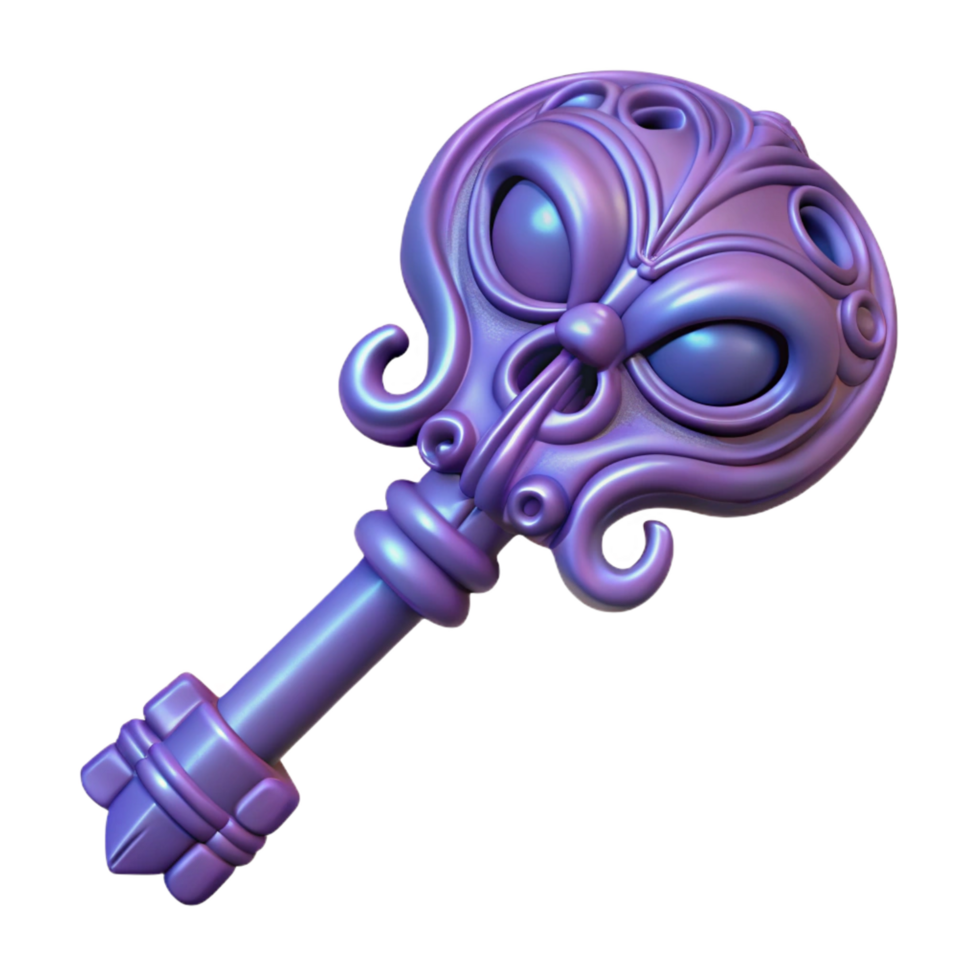 passionate stunning Alien key with intricate carvings. NO BACKGROUND with Transparent Background. artisan png