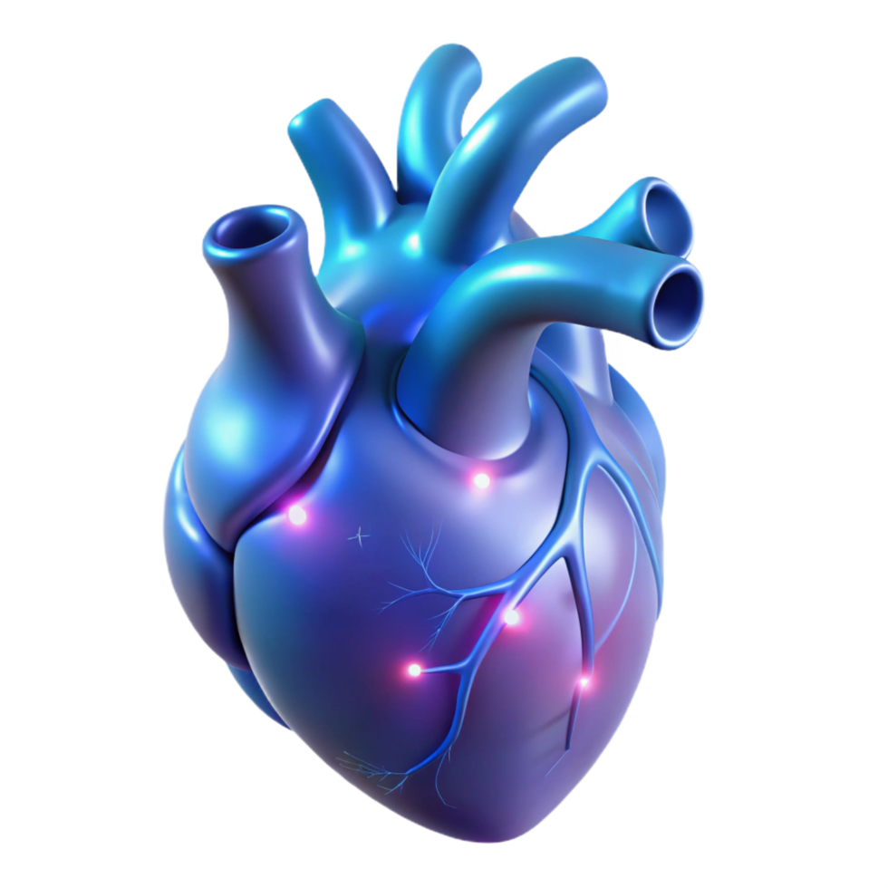 fascinating vintage A single, detailed, anatomical heart, glowing with magical energy. NO BACKGROUND with Transparent Background. impeccable png