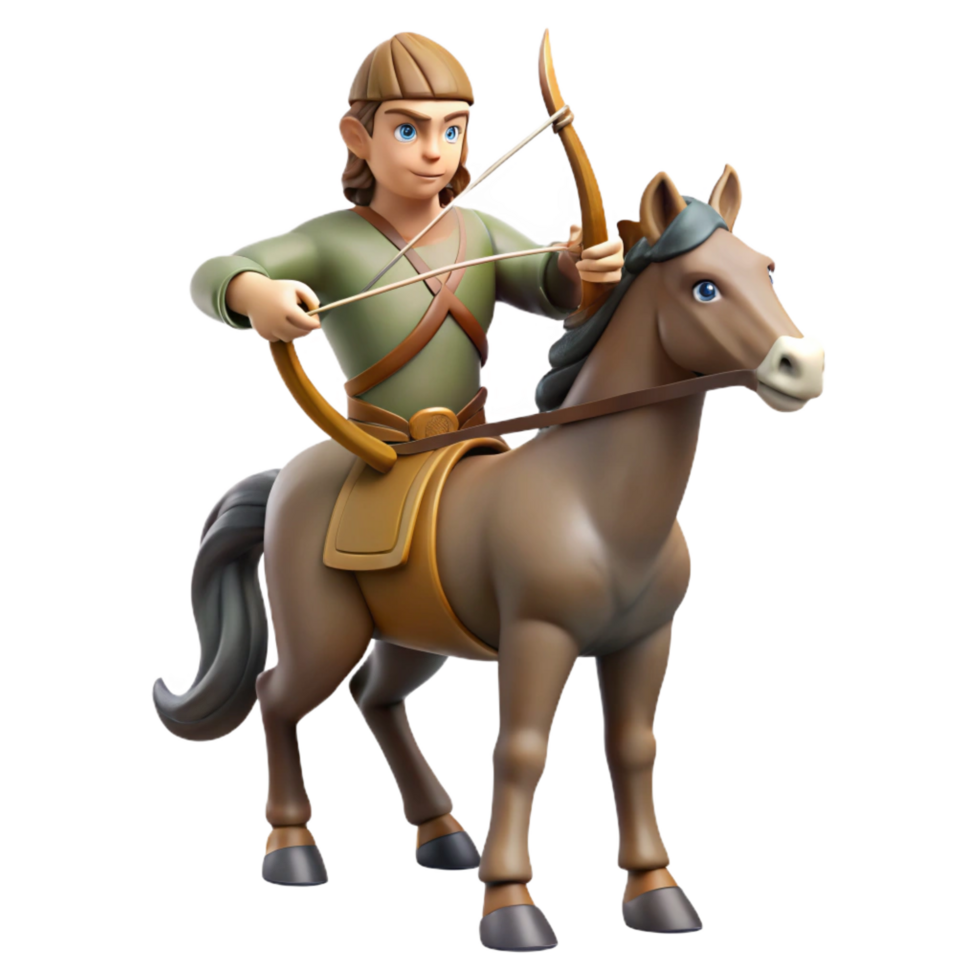 tranquil striking Centaur, half-horse, half-man, archer, NO BACKGROUND with Transparent Background. authentic png