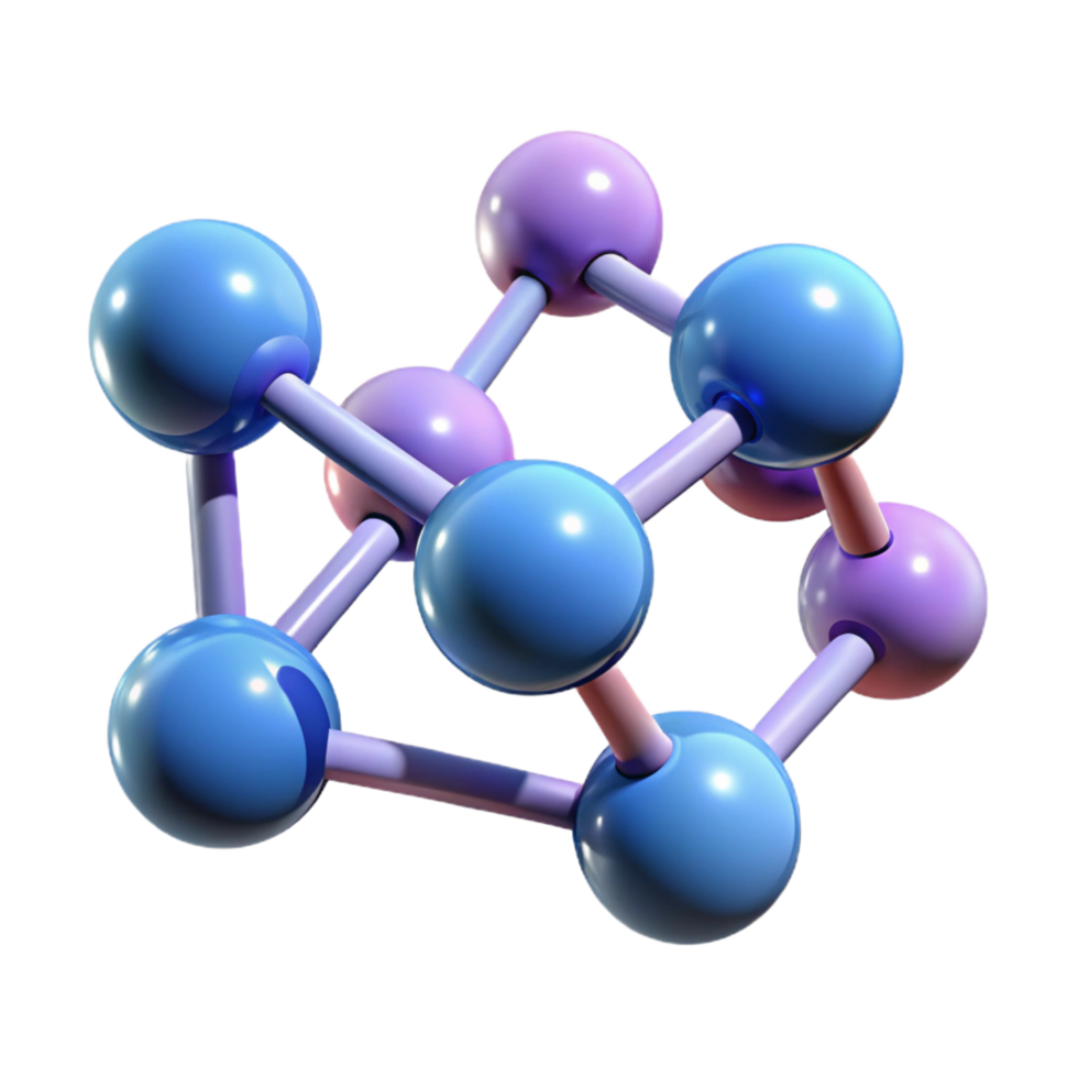 fascinating elegant A levitating, abstract molecule with connecting bonds. NO BACKGROUND with Transparent Background. artisan png