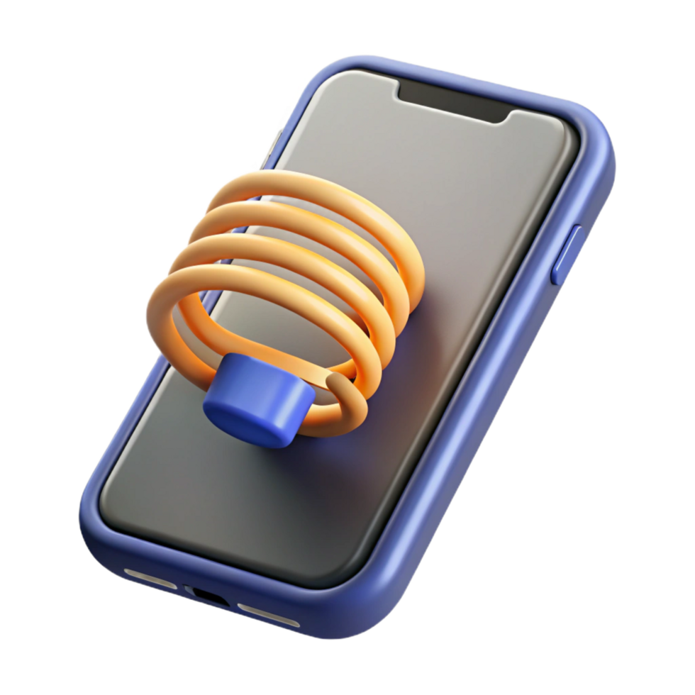 spectacular quintessential Smartphone with wireless charging coil visible, NO BACKGROUND with Transparent Background. png