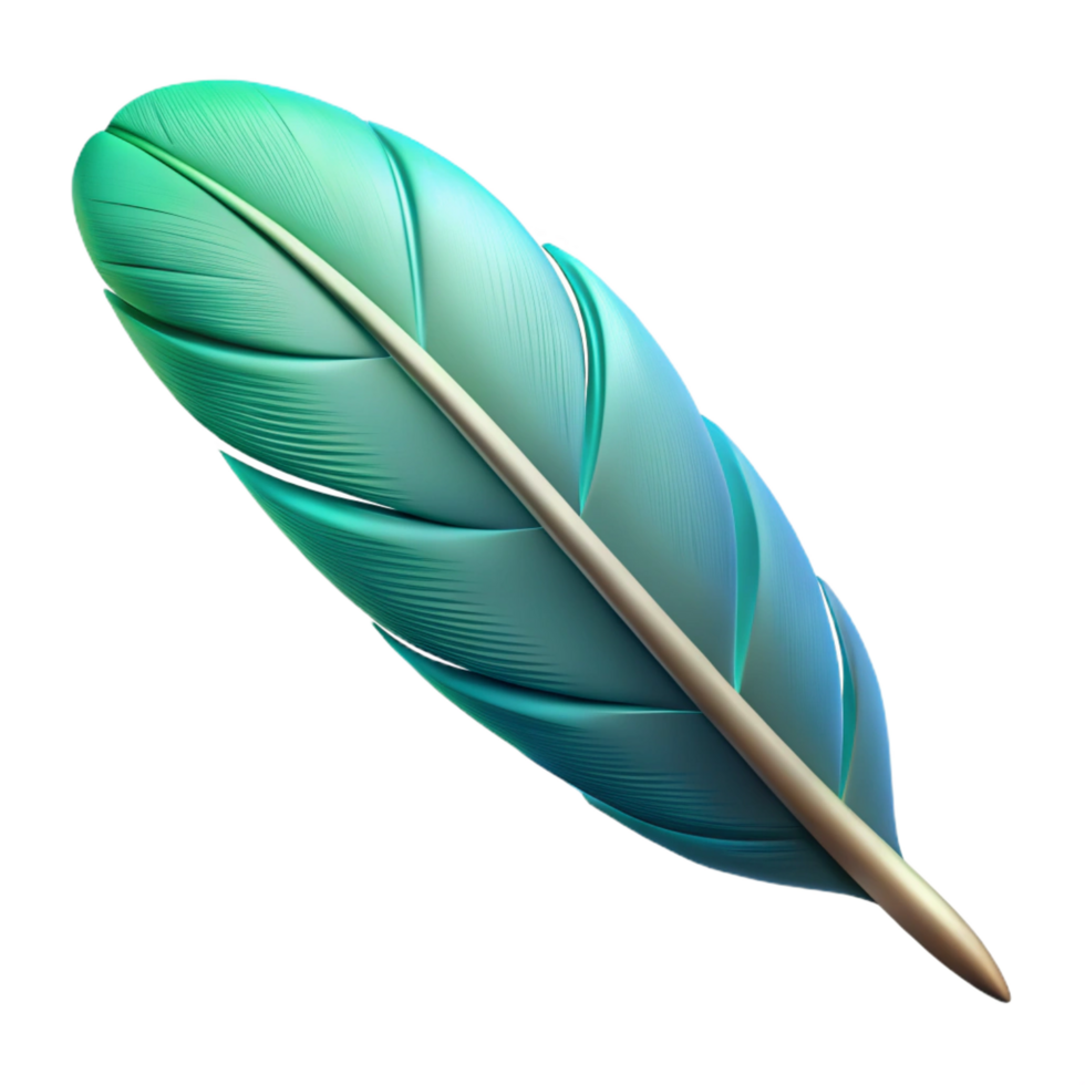 enchanting mid-century A single feather NO BACKGROUND with Transparent Background. premium png