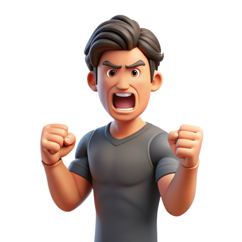 radiant tranquil traditional Angry young man, clenched fists, NO BACKGROUND with Transparent Background. luxury png
