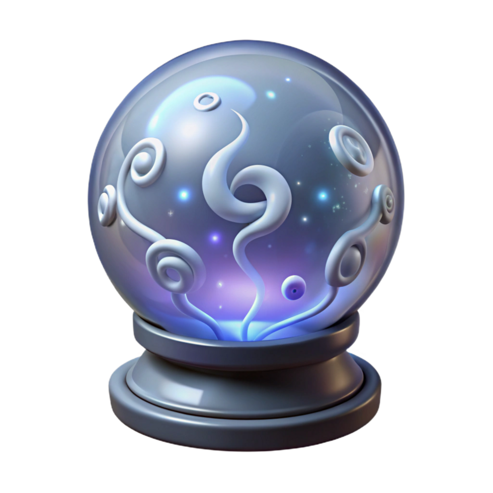 intense glorious Crystal ball, swirling mist, magical symbols, NO BACKGROUND with Transparent Background. luxury png