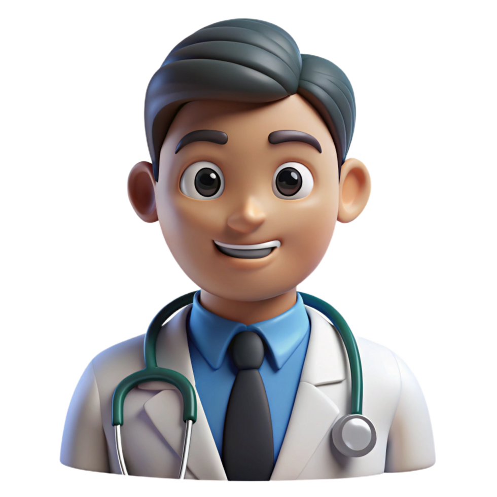 dazzling melancholic traditional Doctor, stethoscope around neck, NO BACKGROUND with Transparent Background. studio quality png