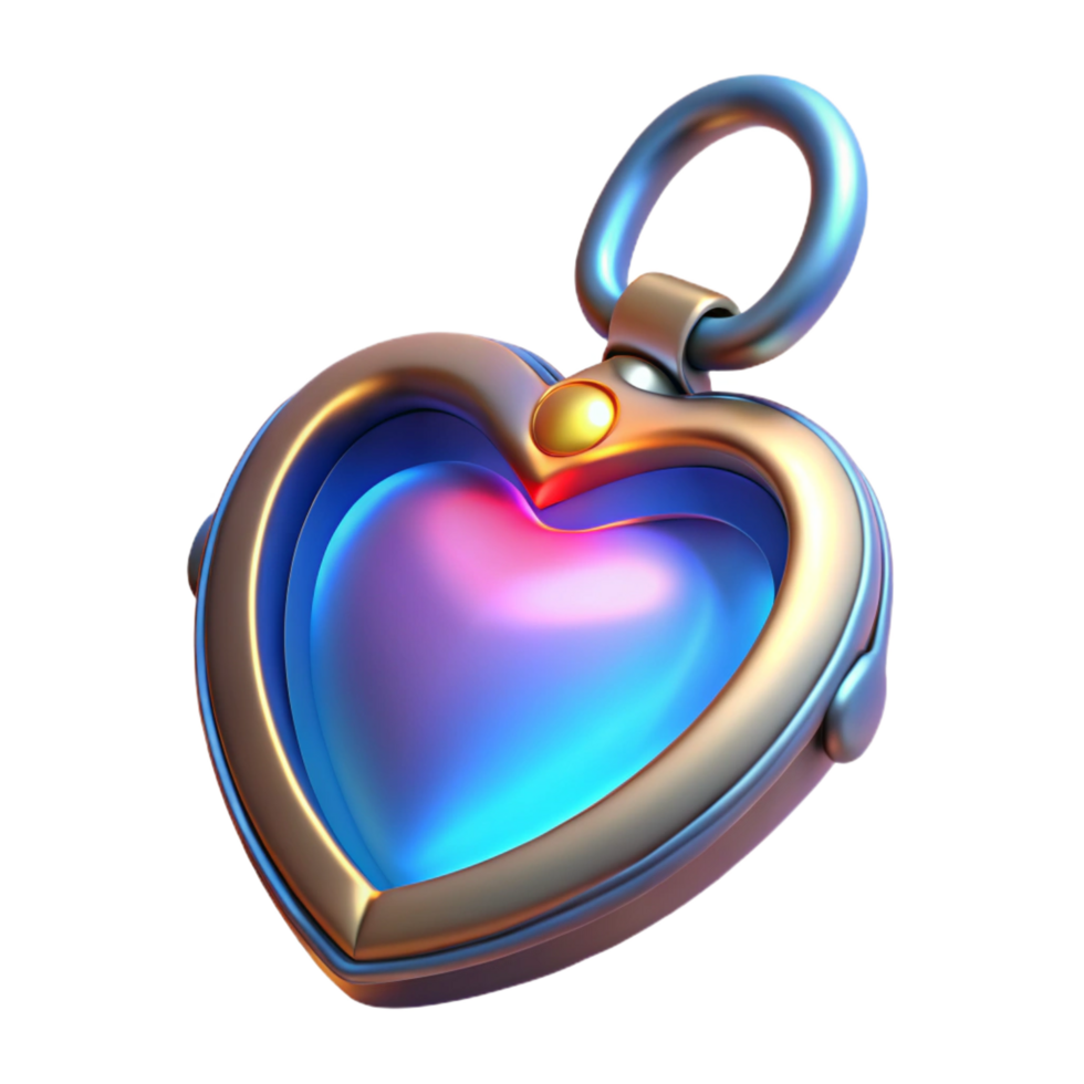 immaculate traditional A stylized heart locket, glowing with an inner light. NO BACKGROUND with Transparent Background. 8K png