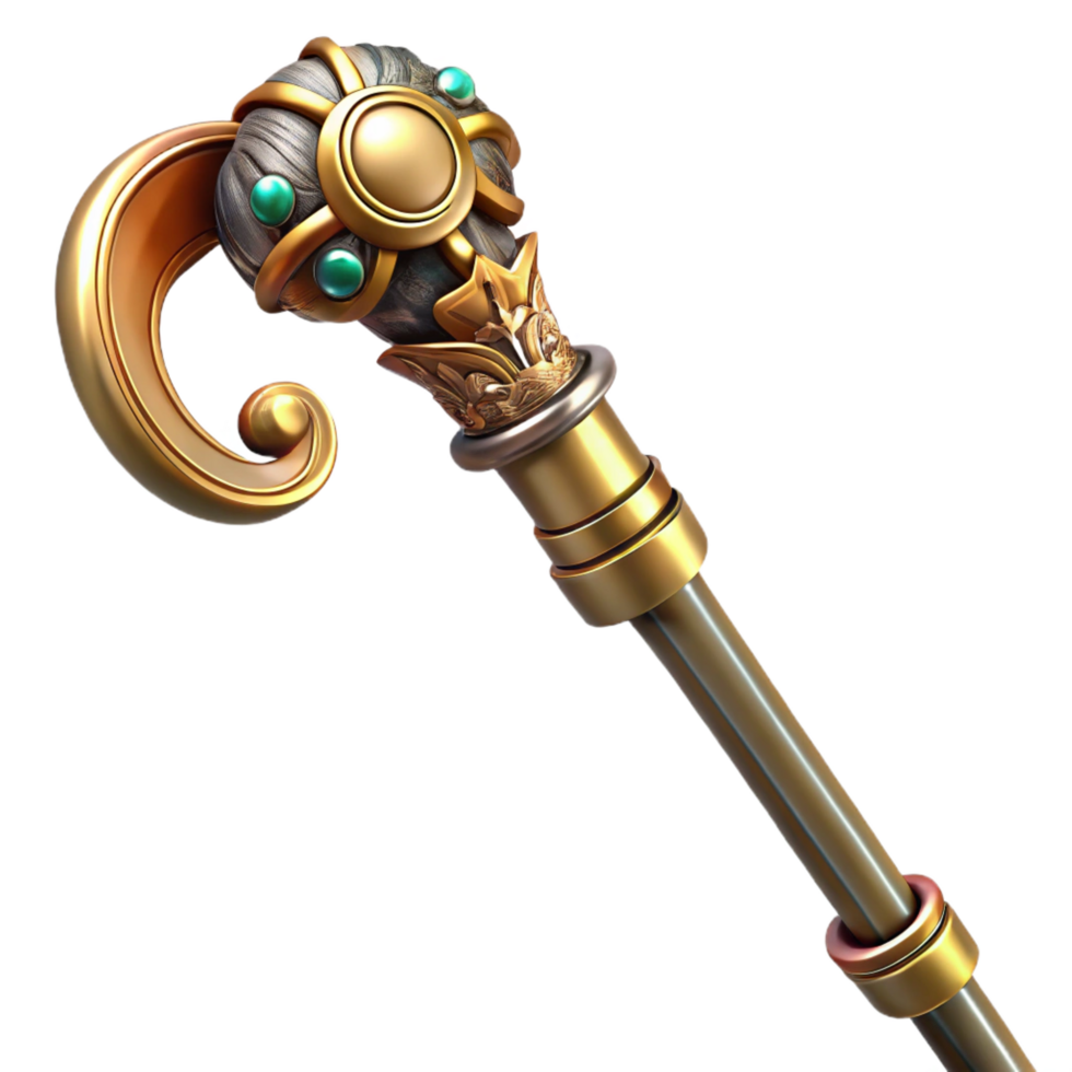 exquisite bohemian Steampunk cane with a hidden blade and ornate handle. NO BACKGROUND with Transparent Background. high resolution png