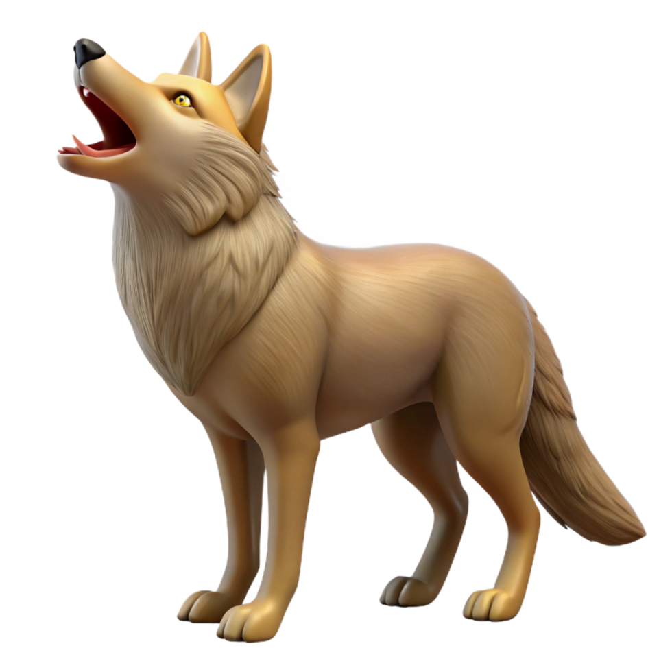notable urban A howling coyote, NO BACKGROUND with Transparent Background. refined png
