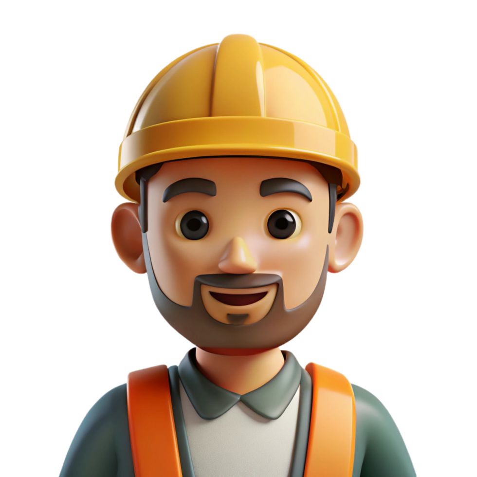 unforgettable traditional Construction worker with hard hat NO BACKGROUND with Transparent Background. flawless png