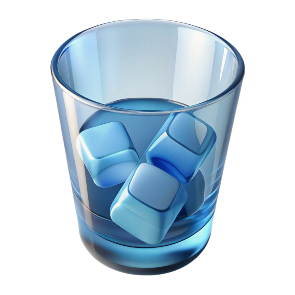 playful majestic A glass of clear water with ice cubes. NO BACKGROUND with Transparent Background. high resolution png