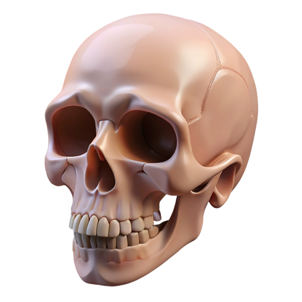 stunning industrial A human skull, anatomically accurate, NO BACKGROUND with Transparent Background. impeccable png