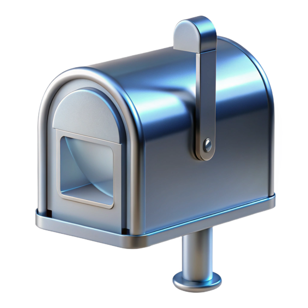 exquisite joyful baroque Modern mailbox, stainless steel, NO BACKGROUND with Transparent Background. ultra HD png